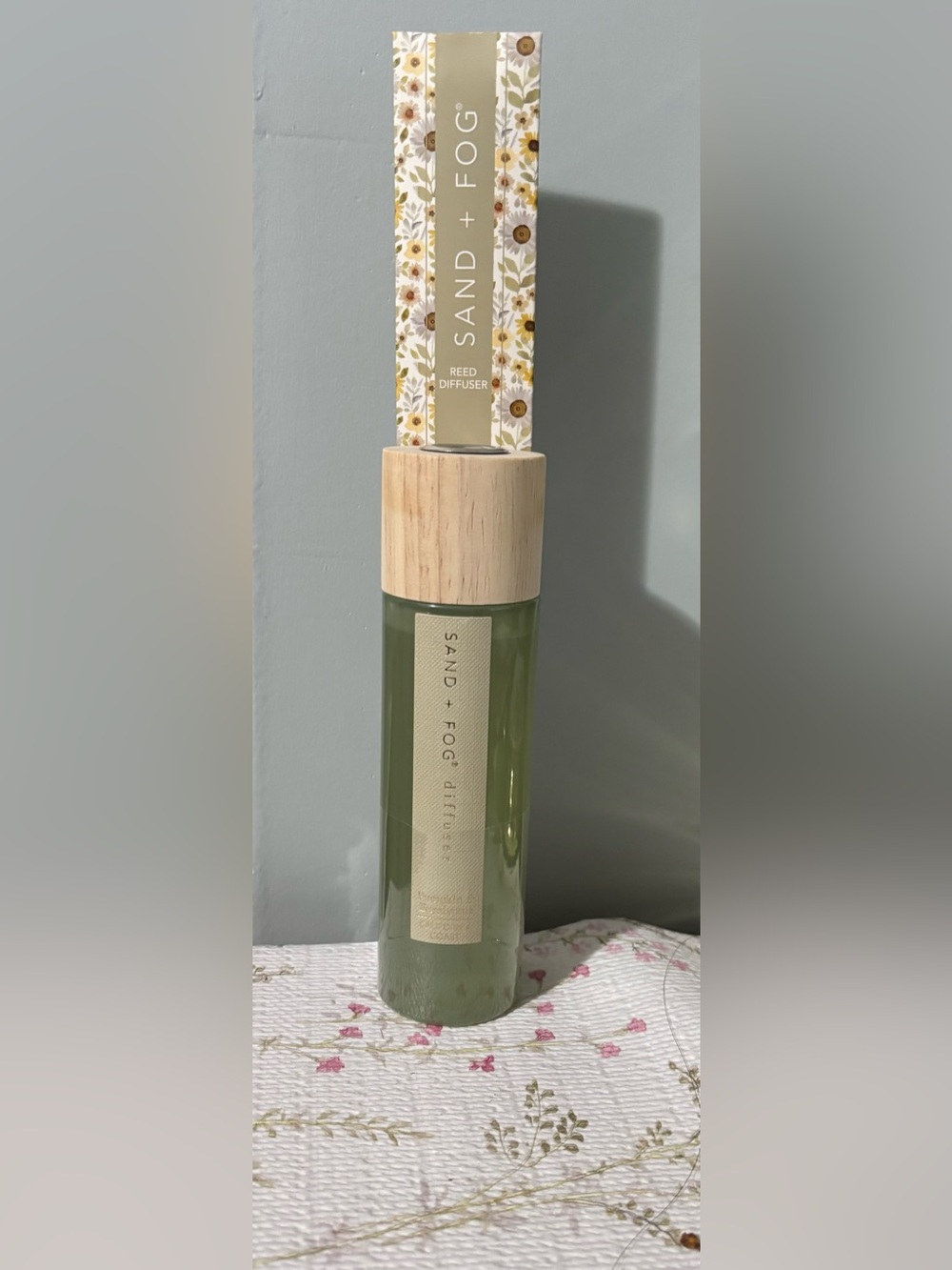 Sand + Fog Pumpkin and Eucalyptus Green Reed Diffuser with Wooden Cap